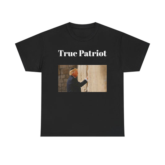 Patriot Graphic Tee — "True Patriot" Text & Wall Image
