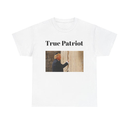 Patriot Graphic Tee — "True Patriot" Text & Wall Image